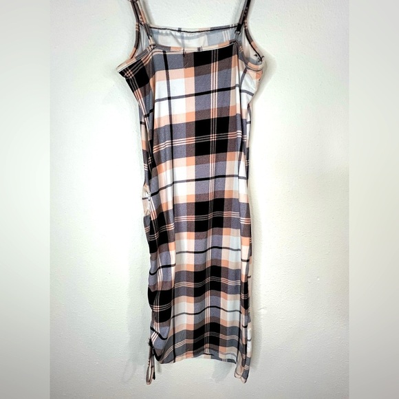 Justify Plaid Bodycon Mini Dress Spaghetti Straps Ruched Side Y2K Trendy Small - Picture 9 of 10
